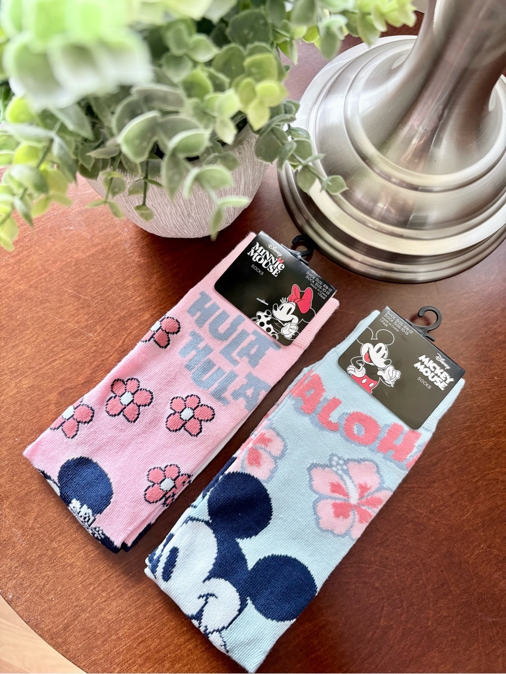 DISNEY Unisex Hawaiian Themed Socks - Light Pink 🌸 OR Light Blue 🌺 (You Pick)